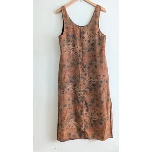 Reversible Snakeskin Animal Print Dress Sz M/L Brown Y2K Grunge Midi Cottagecore